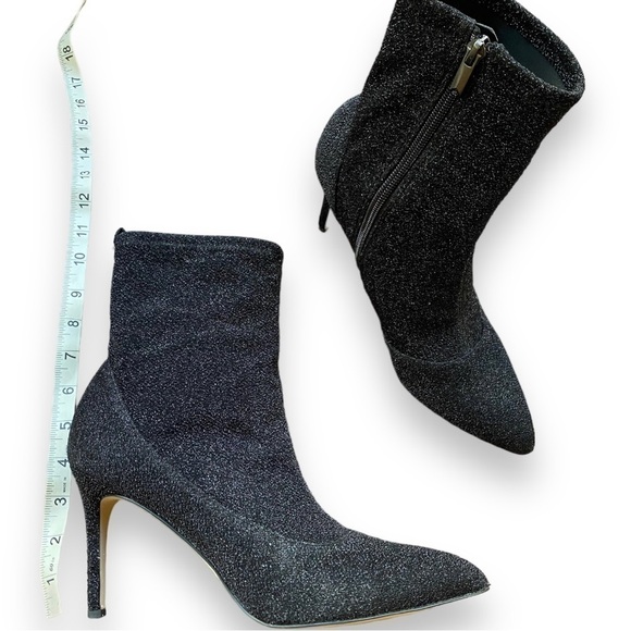 SAM Edelman Olson Black Sparkle Pointed Toe Stretch Heeled Booties | Size 9 - Picture 11 of 16